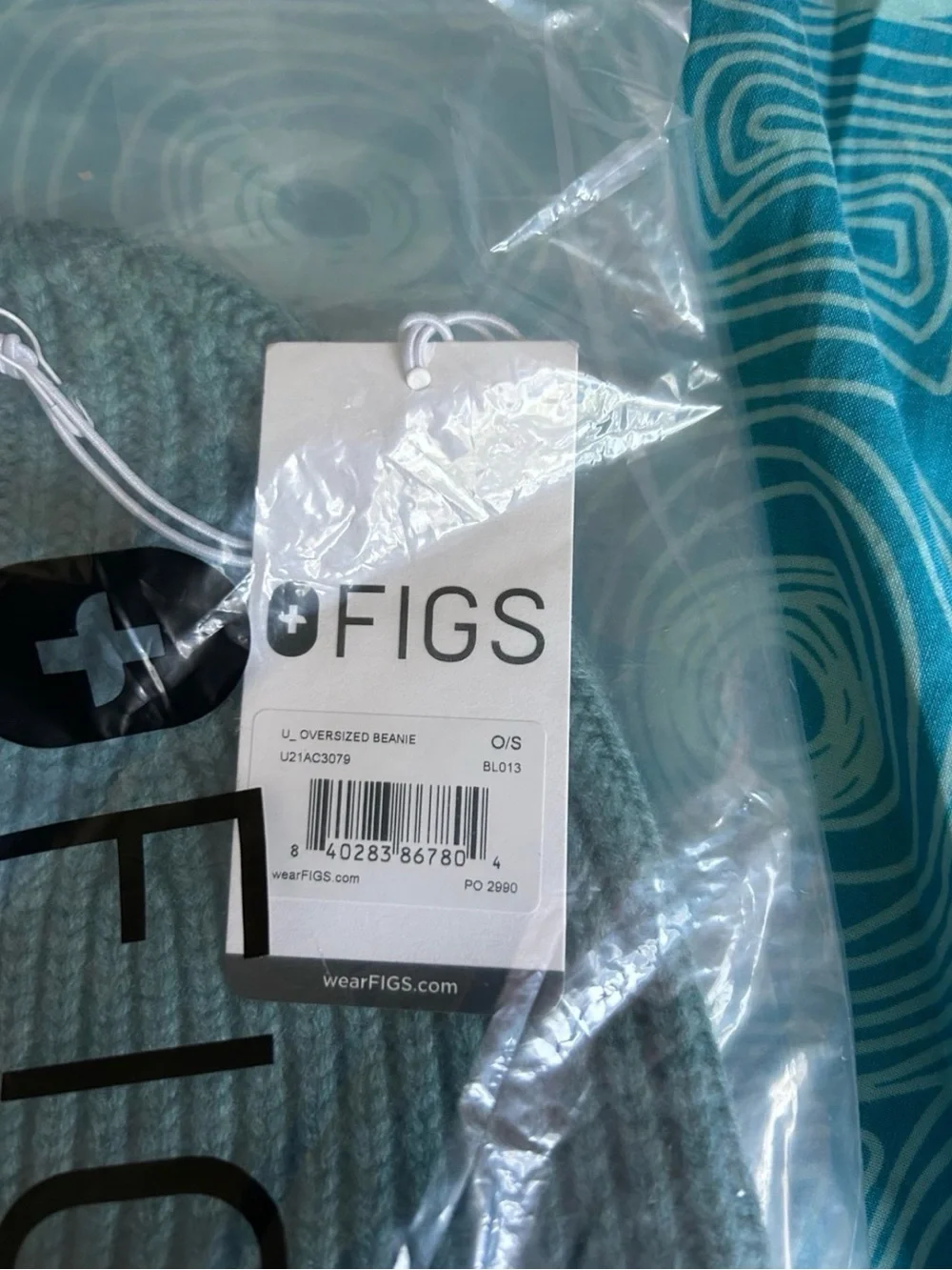 Figs Oversized Beanie Light Caribbean Blue NWT